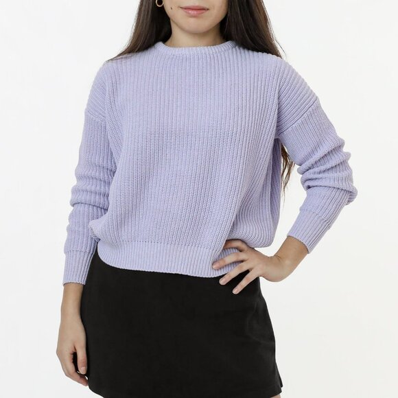 Los Angeles Apparel Fisherman Sweater in Lavender - Picture 1 of 15